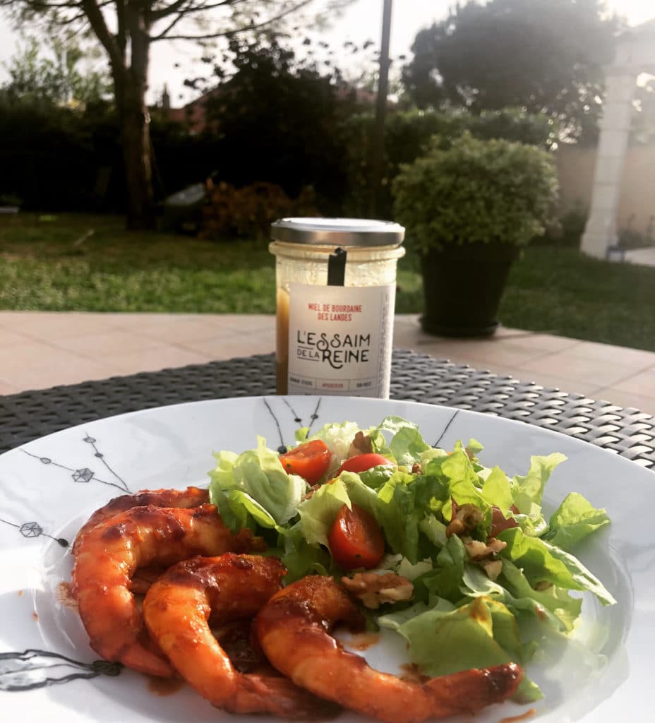 crevettes sautées au miel de Bourdaine